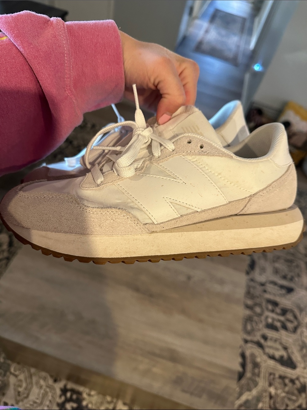 New Balance Beige White Platform Sneakers - Picture 5 of 8